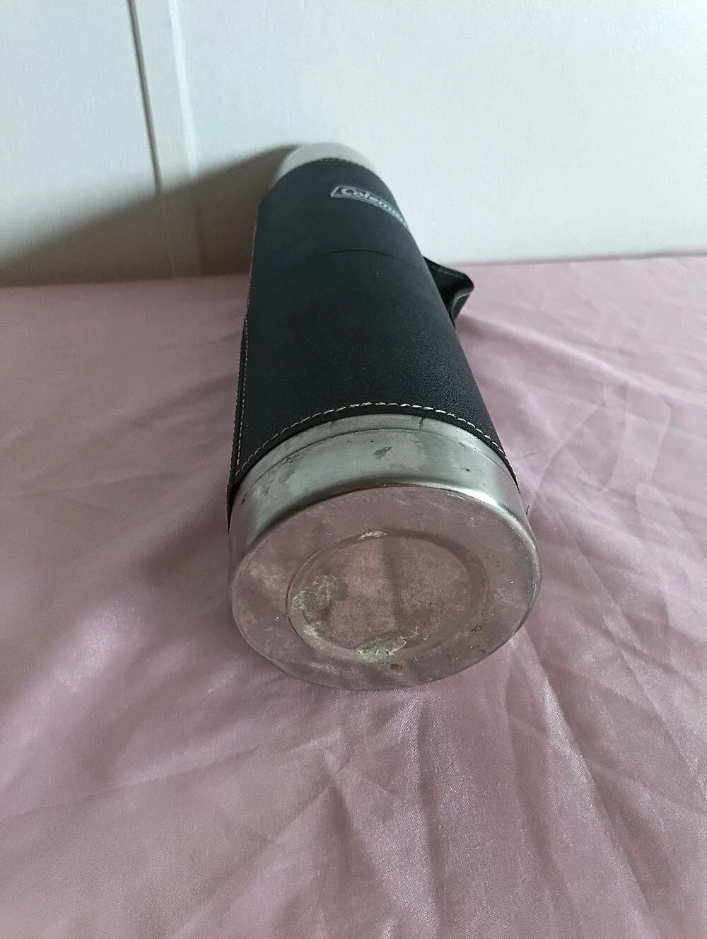 Coleman Stainless Steel 16 Oz. Vacuum Bottle Thermos with Leather Handle Vintage